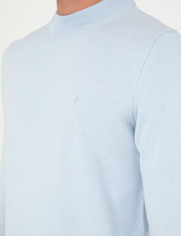 A__k Mavi Slim Fit Yar_m Bal_k__ Yaka Basic Triko Kazak - Pierre cardin фото 7