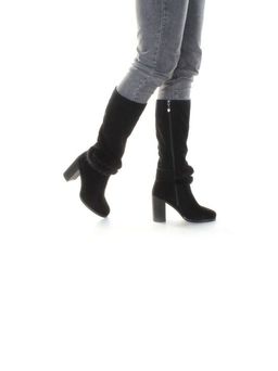 02-1686-1461MB-1 BLACK Сапоги женские (натуральная замша, натуральный мех (еврозима)) - Фабричный китай фото 3