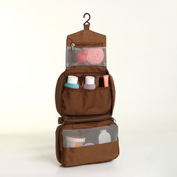 Косметичка-несессер дорожная на молнии, с карманом, крючком, ручкой, коричневая - Simaland фото 2