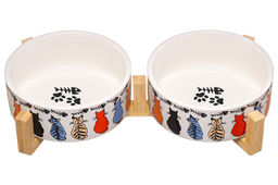 Набор 2 мисок для домашних питомцев 450 мл 28*14,5*6,5 см, с бамбуковой подставкой - Elan gallery фото 5