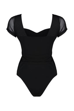 Siyah Fitted/Vucuda Oturan Tul Detayl? Krep Esnek Orme Body TWOSS23BD00072