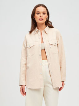 K10182 Джинсовая рубашка БЕЖЕВЫЙ