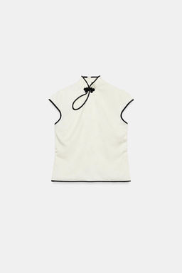 TOP SATINADO VIVOS ALAMAR / Blanco roto - Zara фото 6