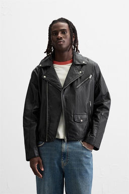 LEATHER BIKER JACKET - Zara фото 2