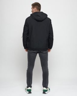 Куртка спортивная мужская на резинке большого размера черного цвета 88657Ch - Wonderrman фото 5