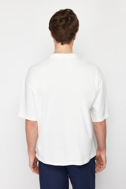 Ekru Oversize/Genis Kesim %100 T-Shirt TMNSS22TS0318
