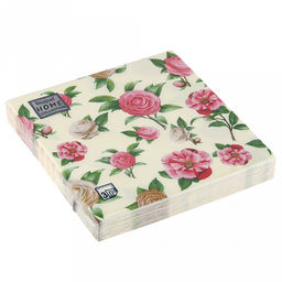 Салфетки бумажные "Bouquet Home Collection Classic" 33х33см, 3-х слойные, 20 штук в упаковке, 100% целлюлоза, "Нежные розы" (Россия)