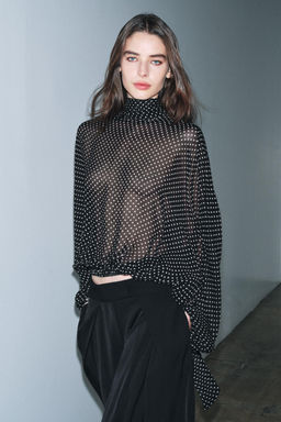 ZW COLLECTION POLKA DOT BLOUSE WITH TIES - Zara фото 2