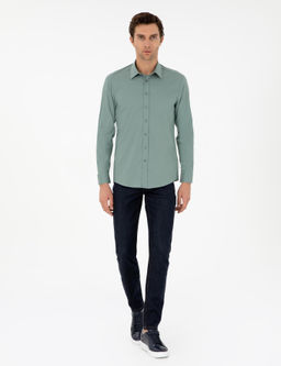 Мятная приталенная рубашка с длинным рукавом - Cacharel фото 4