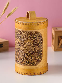 Туес «Подсолнухи», банка для хранения, 12×17 см, береста