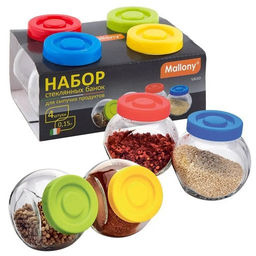 Набор из 4 стеклянных банок (по 0,15 л) VASO для сыпучих продуктов, 003606 /Mallony/