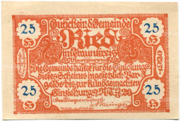 Банкнота 25 геллеров 1920 года Австрия  Рид-им-Траункрайс (нотгельд)