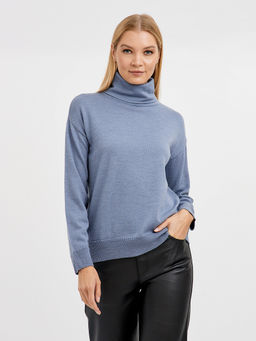 водолазка женская базовая из шерсти со спущенной линией плеча