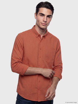 Regular Fit Keten Kar???ml? Erkek G?mlek