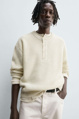 RELAXED FIT BUTTON-NECK SWEATER - Zara фото 5