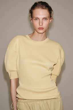 CAMISETA RIB MANGA VOLUMEN / Amarillo medio - Zara фото 4