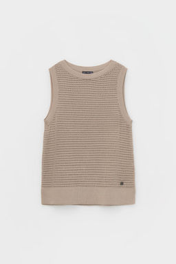Блуза-топ Very Neat ЕВ 30153 бежевый из хлопка и акрила  фото 5