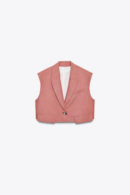 SHORT WAISTCOAT WITH LINEN FLAPS - Zara фото 4