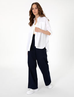 Beyaz Oversize Keten Kar___ml_ Uzun Kollu G_mlek - Pierre cardin фото 4