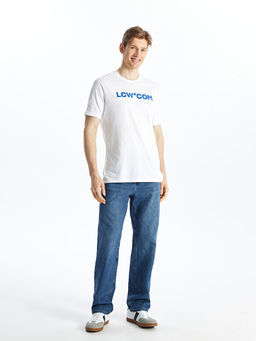 Bisiklet Yaka K?sa Kollu Bask?l? Penye Erkek Ti??rt