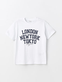 Bisiklet Yaka Bask?l? K?sa Kollu Erkek ?ocuk Ti??rt