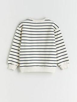 Bisiklet Yaka ?izgili Erkek ?ocuk Sweatshirt