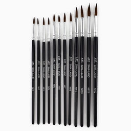 Кисть для рисования, пони круглые, набор 12 шт. № 1.2,3.4,5.6,7.8,9.10,11.12«Климт»