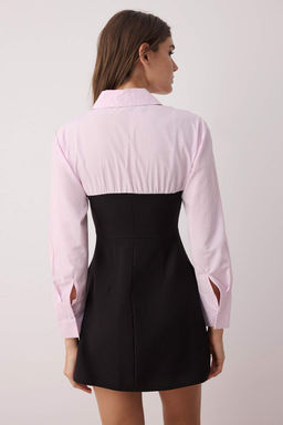 TRENDYOLMILLA Siyah Duz Bodycone Straplez Detayl? Finike Mini Dokuma Gomlek Elbise TWOSS24EL00751  фото 18