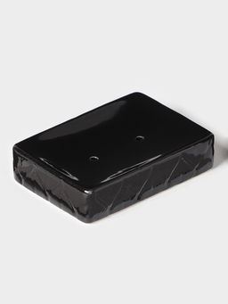 Набор для ванной «Лепесток», 3 предмета, дозатор для мыла, стакан, мыльница, чёрный