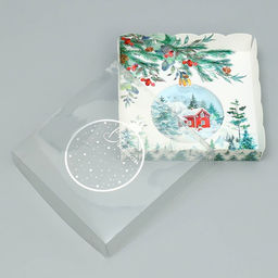 Цена за 5 шт. Коробка для кондитерских изделий с PVC крышкой «Зима», 15 х 15 х 3 см