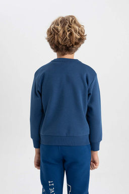 Плотный свитшот для мальчиков с круглым вырезом - Defacto фото 4