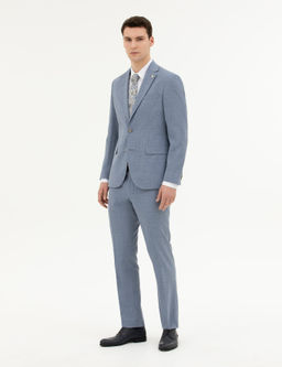 A__k Mavi Slim Fit Y_n Tak_m Elbise