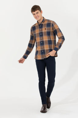 U. S. Polo Assn Мужская рубашка светло-коричневого цвета в клетку - U.s. polo assn фото 3