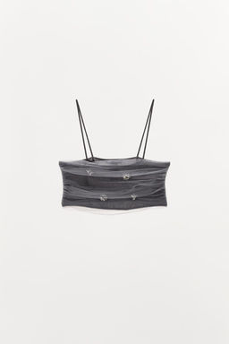 FINE KNIT TOP WITH JEWELS AND TULLE - Zara фото 5