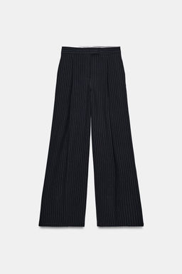 WIDE-LEG PINSTRIPE TROUSERS WITH DARTS - Zara фото 7