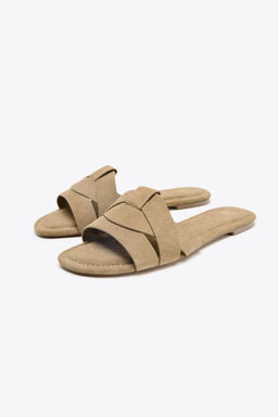 CROSSOVER SPLIT SUEDE FLAT SANDALS - Zara фото 10