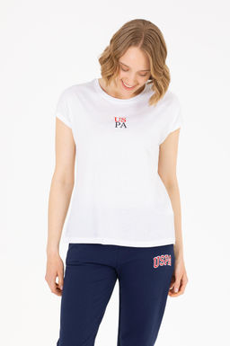 Kad_n Beyaz Bisiklet Yaka Ti__rt