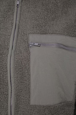 Winter Essentials Antrasit Kal?n Polar Fermuarl? Dik Yaka Cepli Orme Sweatshirt TWOAW24SW00071
