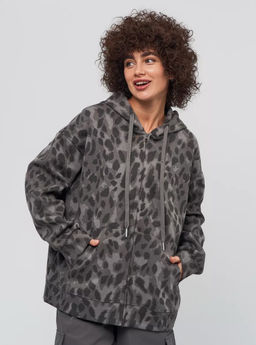 K13191 Толстовка с капюшоном (утеплитель евро мех) ЧЕРНЫЙ