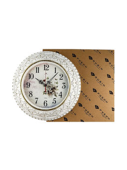 Часы настенные классические Полевые цветы, бесшумные, плавный ход, d=38 см, золотистые, от батарейки 1?АА