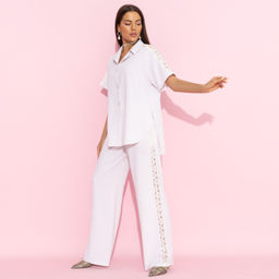 Брючный костюм со вставками из кружева Престижная номинация (серый 2 в 1 с поясом) - Charutti фото 6