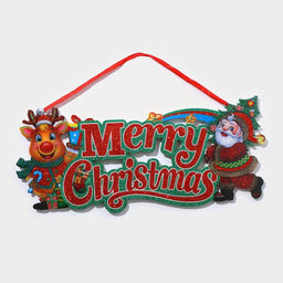 Новогоднее светящиеся украшение настенное Merry Christmas, подвеска, 17,5х40 см