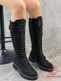 Сапоги из замша с натуральной шерстью