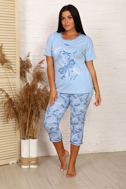 Пижама с бриджами Стрекозы, голубой (536-1) - Плиона фото 4