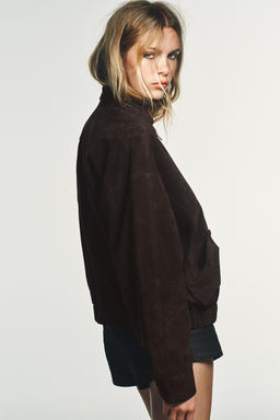 100% SUEDE BOMBER JACKET - Zara фото 5