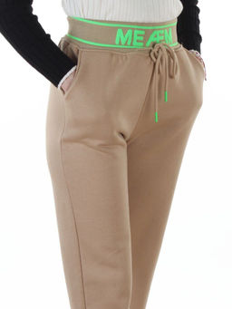 2804 BEIGE Брюки спортивные утепленные женские (95% хлопок, 5% спандекс)