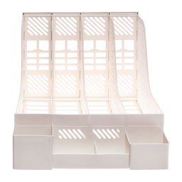 Лоток для бумаг Calligrata, А4, вертикальный, с отделениями для пишущих принадлежностей, 4 отделения, белый