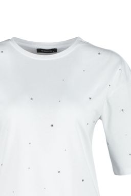 TRENDYOLMILLA Antrasit %100 Pamuk Tas Detayl? Relaxed/Genis Rahat Kesim Bisiklet Yaka Orme T-Shirt TWOSS23TS00153  фото 7