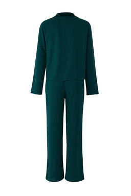 Trendyolmilla Zumrut Yesili Kadife Yaka Detayl? Viskon Dokuma Pijama Tak?m? THMAW25PT00134