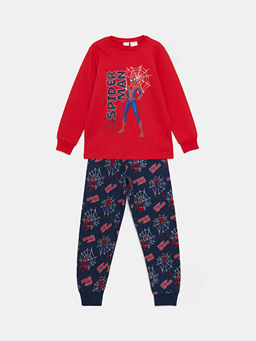 Bisiklet Yaka Spider-Man Bask?l? Erkek ?ocuk Pijama Tak?m?
